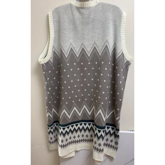 Cato Sweater Duster Size 26/28W Women’s Cream Gray Green - Picture 2 of 3